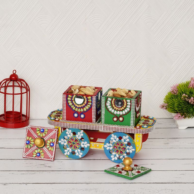 SMART BUTTON Wood Decorative Platter  (Multicolor)
