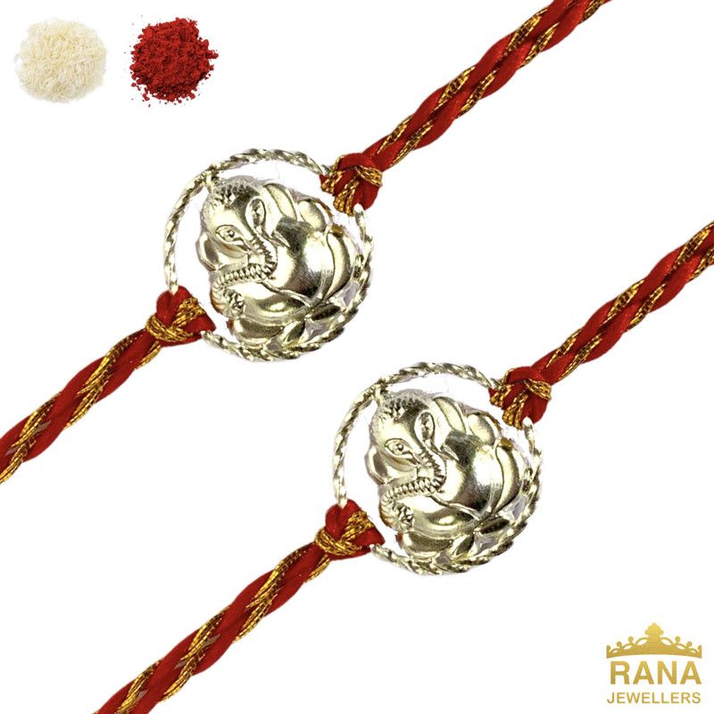 99.50% Fine Silver Rakhi for Brother (Certificate of Authenticity) Rakhi, Chawal Roli Pack Set  (Two Pieces of Fine Silver Rakhi, Cirtificate of Authenticity)