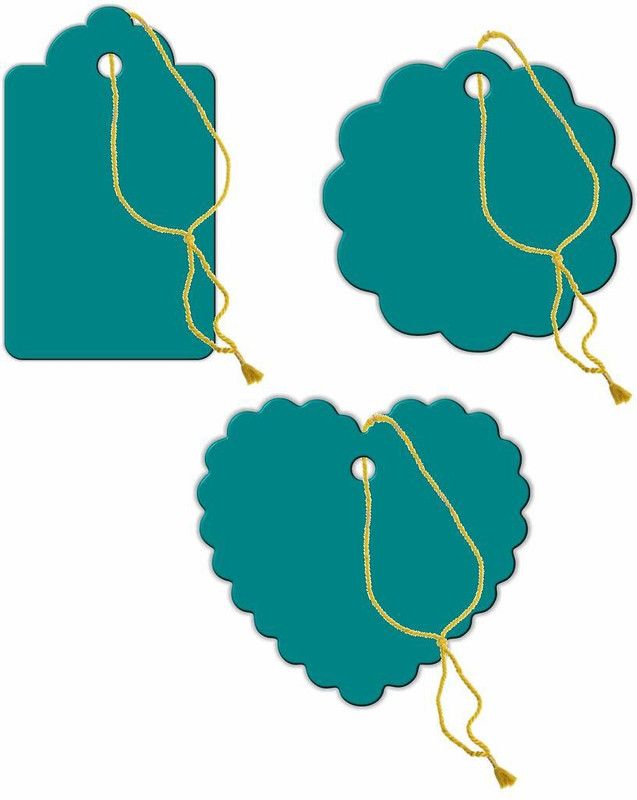 KREEPO 450pcs Designer Blank Craft Paper Label/ Note Garment Hang Card Double-Sided Printable Handmade Gift Tag With Golden Strings Idea For Festival Decoration And Special Occasion - Atoll Colour Greeting Card  (Atoll, Pack of 450)