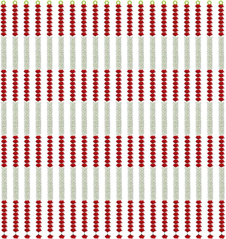 iHandikart Artificial Jasmine (Mogra) with Rose Flower Garland, Color Red (81301-20) Plastic Garland  (Red)