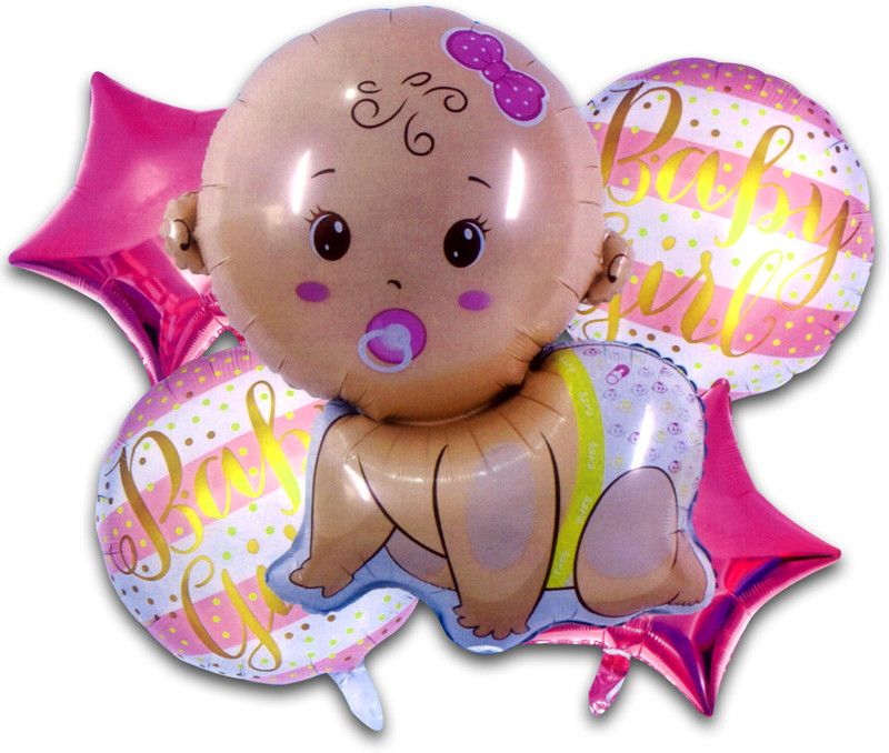Shopperskart Solid It's a Girl Foil Balloon Baby Shower/Kids Birthday Set for Party Decoration-Pink Balloon  (Pink, Pack of 5)