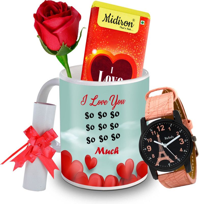 Midiron IZ20DTLoveBar1RoseLCWatF1MU-198 Ceramic Gift Box  (Multicolor)