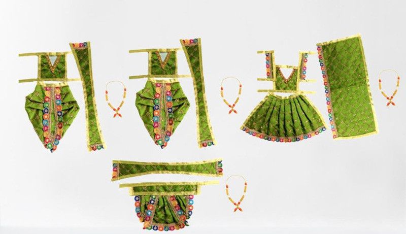 MountAlps Ram Darbar Dress, Made of Silk, Size: Choli 4 Inch + Dhoti/Lehenga 7 Inch. Dress  (Silk)