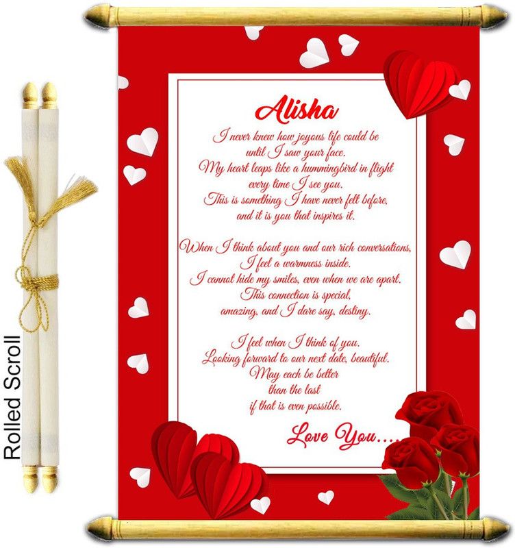 Midas Craft I Love You Alisha Wooden Scrolled Love Letter Quotes 03 Greeting Card  (Multicolor, Pack of 1)
