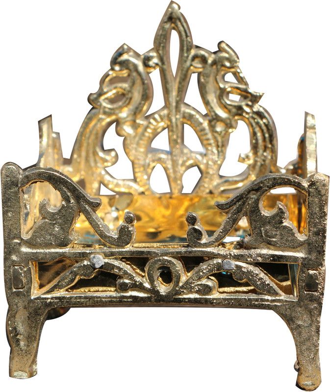 Craft World Pure Heavy Brass Singhasan with Chatra or Seat Used in Temple for Puja for Placing God Idols, God Chair, God Sofa. Decorative Showpiece (Brass, Gold) Brass Pooja Chowki  (Gold, Pack of 1)
