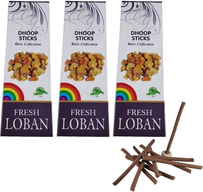 Uniqon Rare Collection(Pack Of 3) Premium Fresh Loban Scented Dry Dhoopbatti Incense Sticks Box(10 Sticks) for Worship/puja and Mediation,Spritual Purpose Loban  (10, Set of 3)