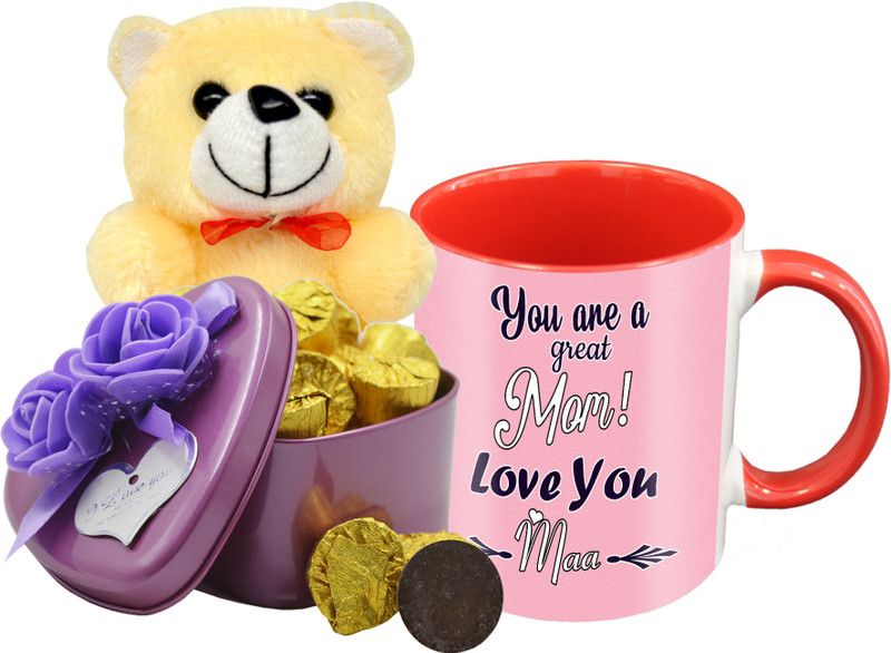 Midiron Beautiful Gifts for Lovely Mumma, Chocolate Bar with Ceramic Mug and Teddy, Gift for Mom on her Birthday, Mother's Day IZ19Choco15TinBox4PurMUrTCr-STMother-71 Ceramic, Silk Gift Box  (Multicolor)