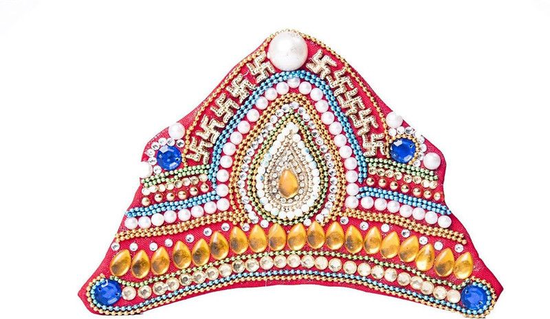 SUSHILA KRISHNA CREATIONS Mukut for God Artificial Diamond Stones and Beads God Jewelley Crown for All Gods and Goddesse - Length 7.5 Inch Deity Ornament  (God)