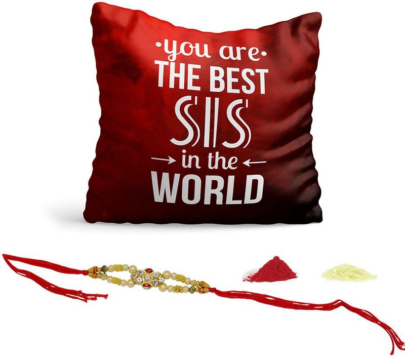 Cushion Set  (1Roli, 1Cushion, 1Rice, 1Rakhi)