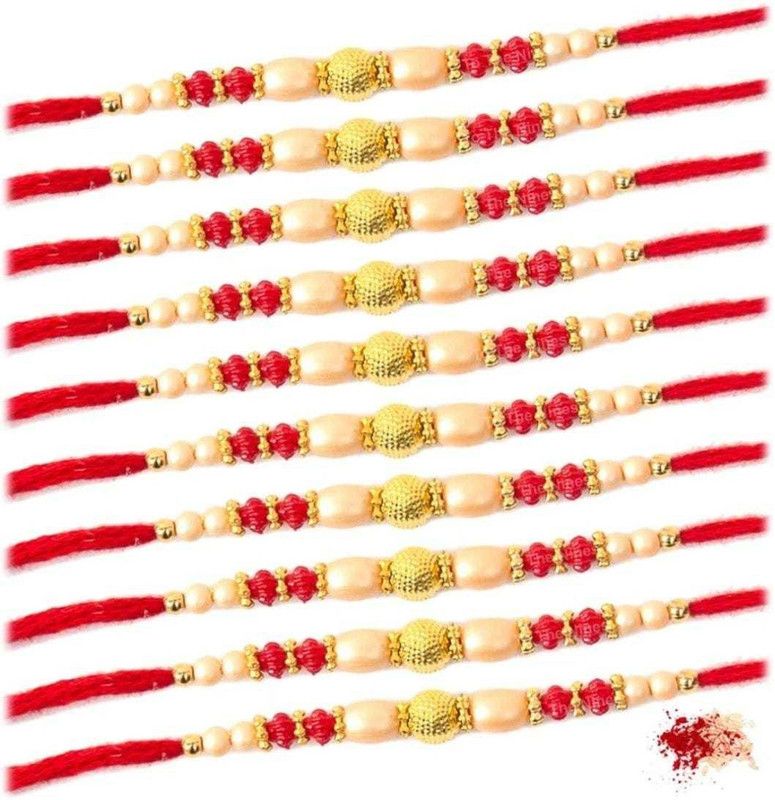 Chawal Roli Pack, Rakhi Set  (10 PIES RAKHIN SET WITH ROLI CHAWAL)