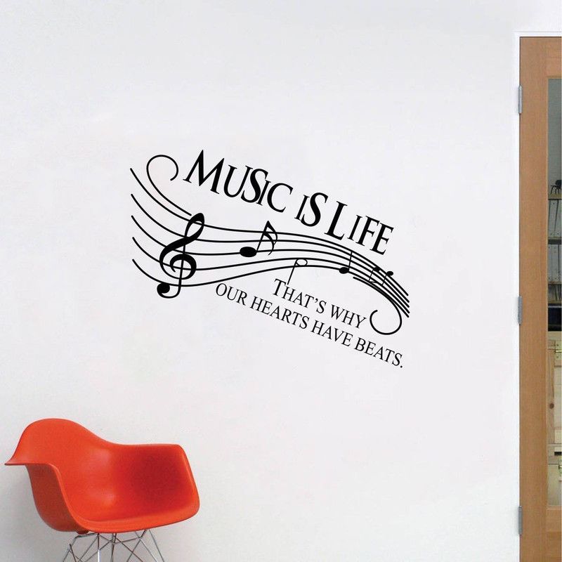 Decal O Decal Music is Life Wall Stickers (PVC Vinyl,Multicolour)