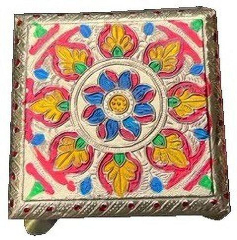 Engarc 12x12 Colouring Puja Patla Multi Use Handcrafted Pooja Table (PACK OFF 2) Wooden All Purpose Chowki  (Multicolor, Pack of 2)