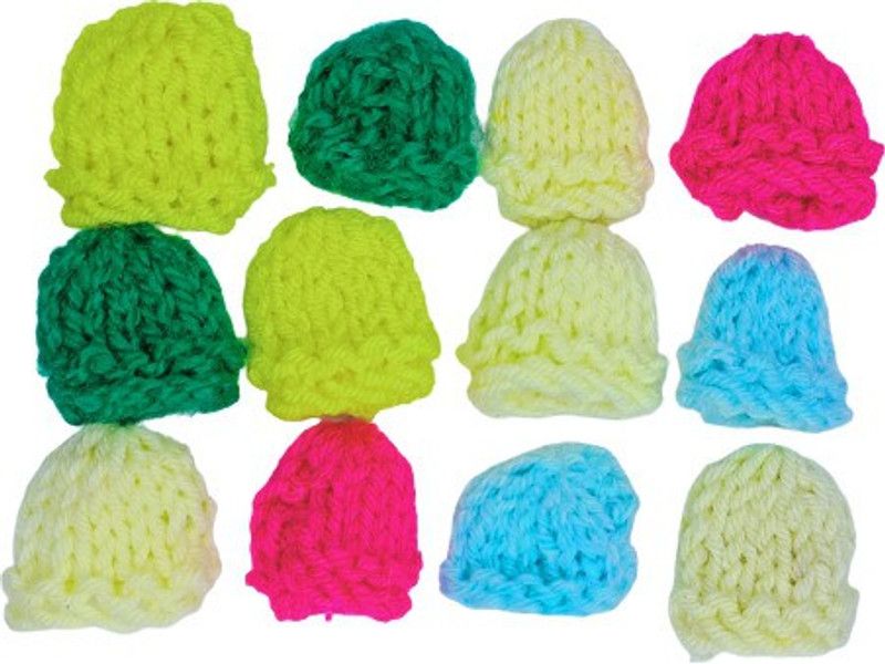 JankiRetails Laddu Gopal Winter Woolen Cap -Pack of 12 Colorful Warm Caps-Size 0-2, Kanha Dress  (Cotton)