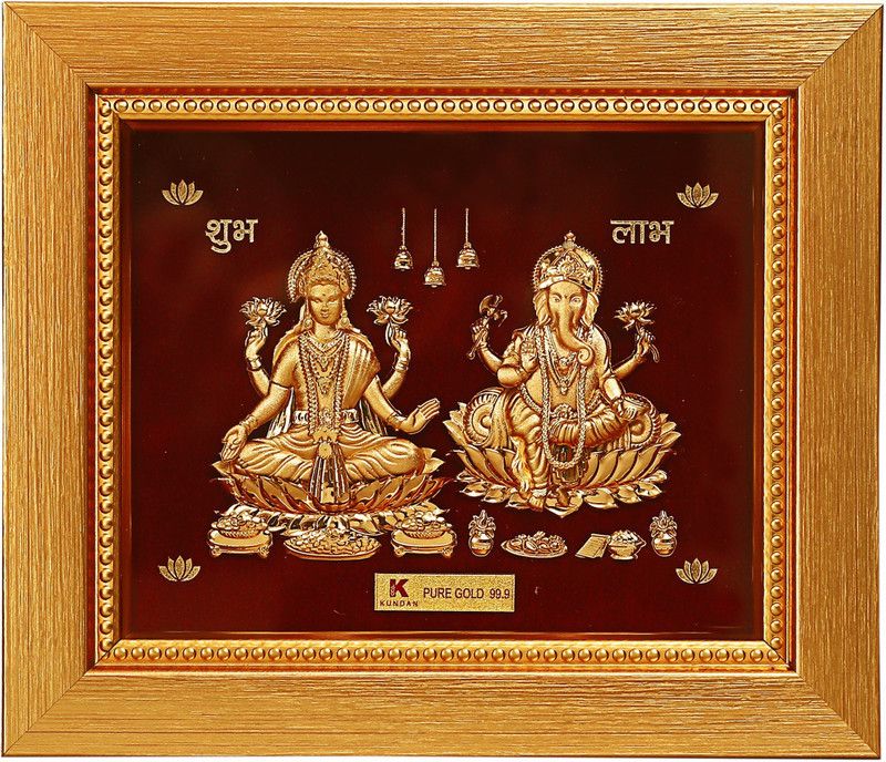 Kundan Lakshmi Ganesha (S2) 16*18.5cm Handmade Religious Frame
