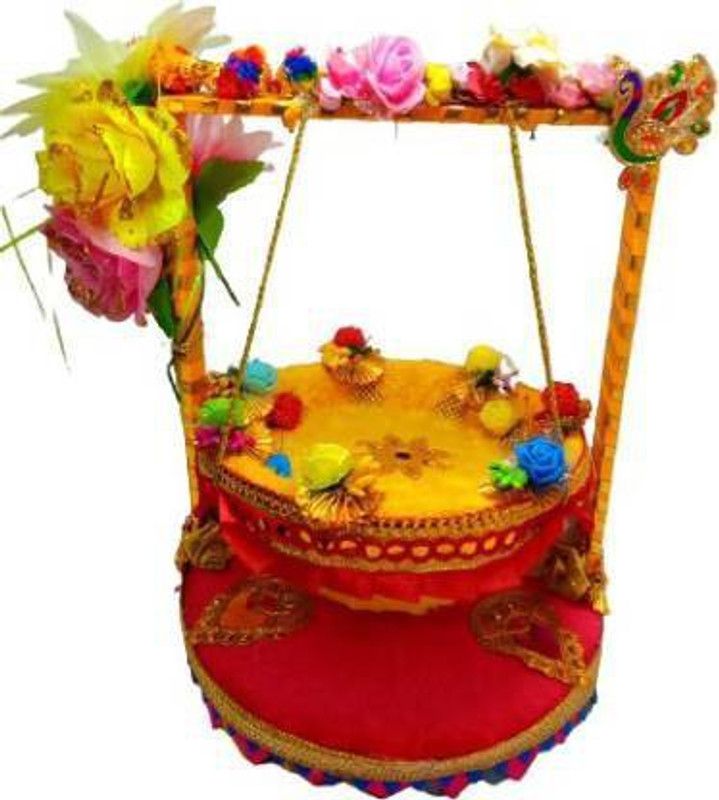 SHYAM Unique Janmashtmi Special WOODEN Jhula For Laddu Gopal Size (3 to 4) Handmade Premium Quality Jhula