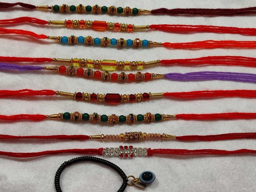 Chawal Roli Pack, Rakhi Set  (PACK OF 10 , 1 RAKHI , 1 ROLI & 1 CHAWAL)