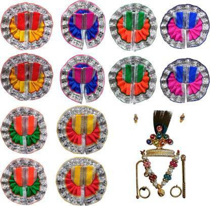 gofii laddu gopal ji poshak size 4 inch for 4,5,6, inch height idol ( laddu gopal ji ) ( pack of 12 ) jewellery set Dress  (Silk)