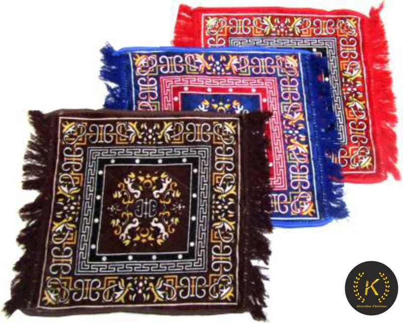 P K Handloom Velvet Prayer Mat  (coffee, Maroon, Blue, Large, Pack of 3)