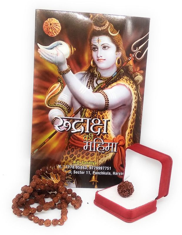 Astrosale Rudraksha Ki Mahima Spiritual Book with 5 Mukhi Rudraksha and Rudraksha Mala ( Pack of 3 ) Wooden Yantra  (Pack of 3)