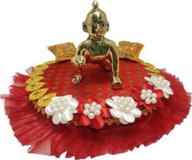 SHYAM Laddu Gopal Special Design WOODEN Singhasan With Free Cushions Size (4 to 6) Handmade Premium Quality Wooden Pooja Chowki  (Multicolor)