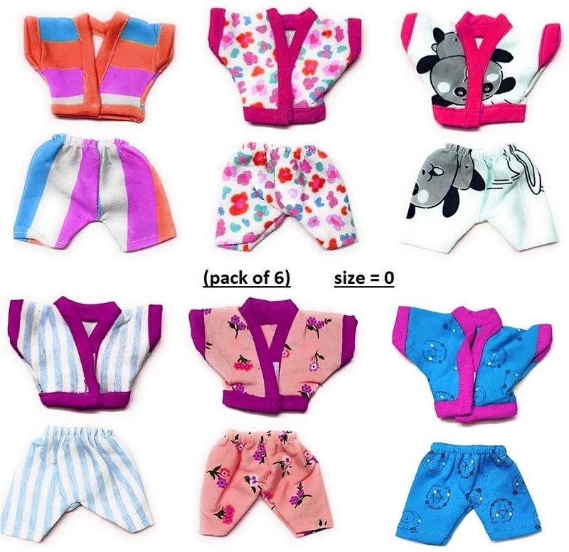 KK GROUPS KK GROUPS, size 0, laddu gopal night suit (pack of 6), thakur ji poshak Dress  (Cotton)