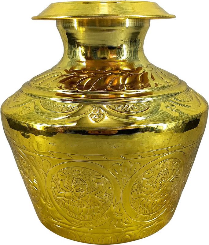 Extreme Karigari Brass Kalash lota for Pooja/Worship Brass Kalash  (Height: 7.5 inch, Gold)