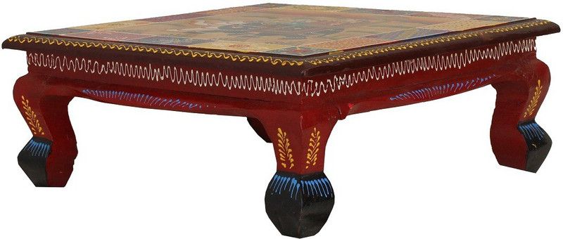 Apkamart Handicraft 16 Inch Wood All Purpose Chowki  (Multicolor, Pack of 1)