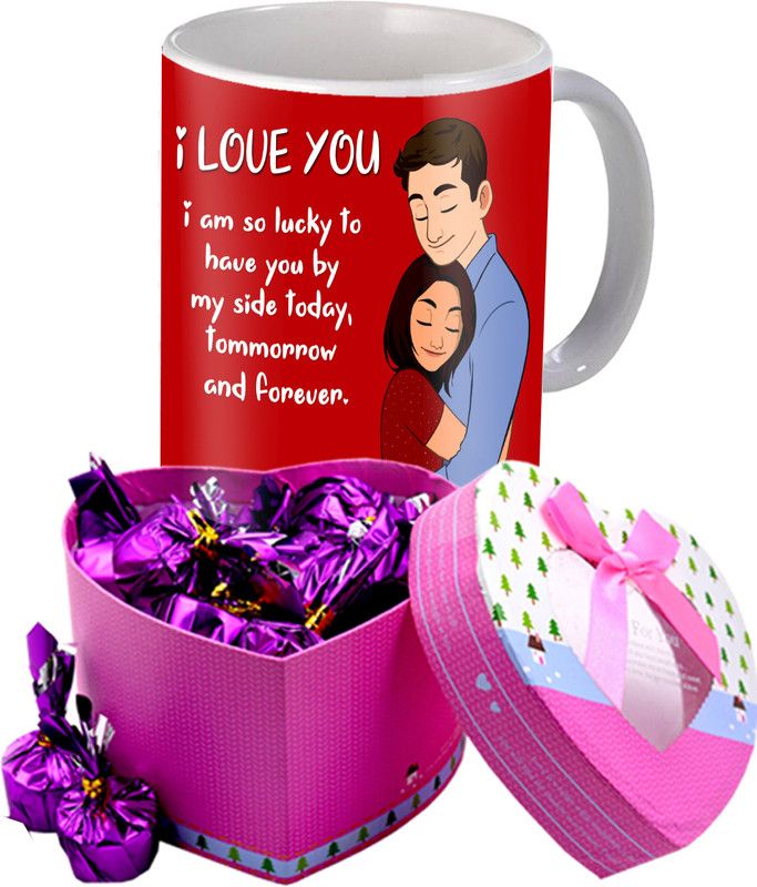 Midiron Chocolate Day Gift Combo For Couple/Lovers/Girl |Valentines Gift For Fiancée Ceramic Gift Box  (Pink)