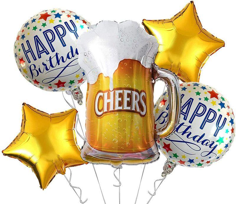 ADSpackers Printed Chress Champagne Mug Shape Foil Balloon Party Birthday Party ,toys, Figures, Balloon  (Multicolor, Pack of 5)