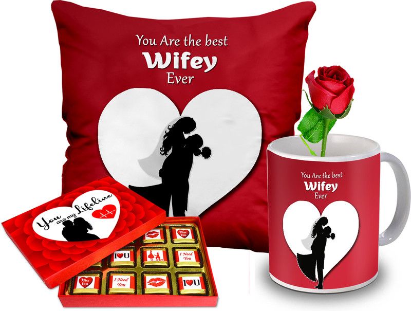 Midiron Valentine Day gift for Girls, Gift for Girls (Chocolate, Mug, Cushion, Rose) Ceramic, Microfibre Gift Box  (Multicolor)