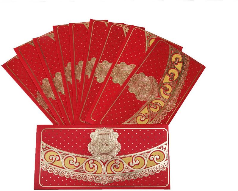 DEE GEE new designer shagun envelope for wedding , party, birthday party, Envelopes  (Pack of 10 Red)