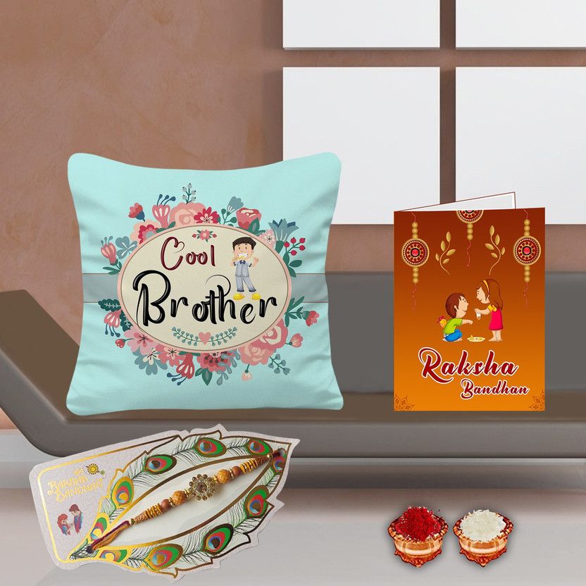 Cushion Cover, Cushion, Rakhi, Chawal Roli Pack, Greeting Card Set  (1)