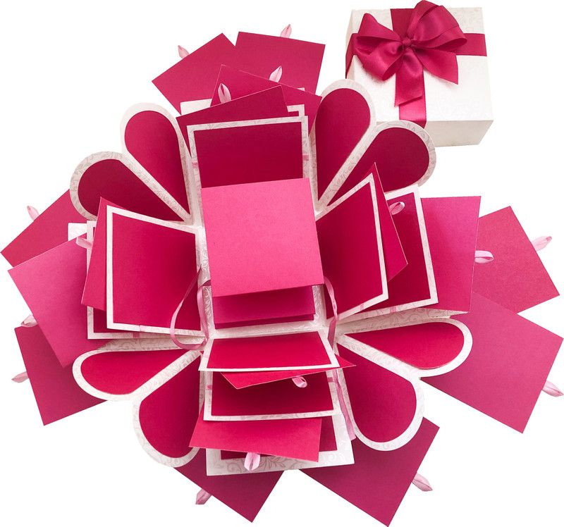 Crack of Dawn Crafts Heart Explosive Box Pink n Personal Greeting Card  (Pink, Pack of 1)