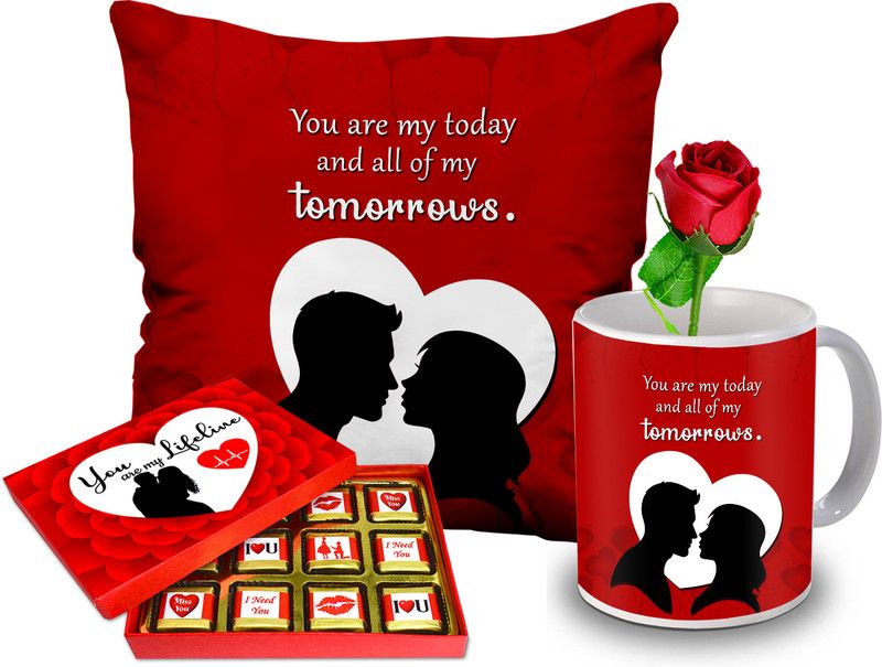 Midiron Birthday Day Gift For Girlfriend|Romantic Gift(Chocolate, Mug, Cushion, Rose) Ceramic, Microfibre Gift Box  (Multicolor)