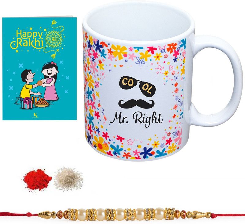 Chawal Roli Pack, Rakhi, Greeting Card, Mug Set  (1 Roli chawal pack, 1 Greeting card, 1 Mug, 1 Rakhi)