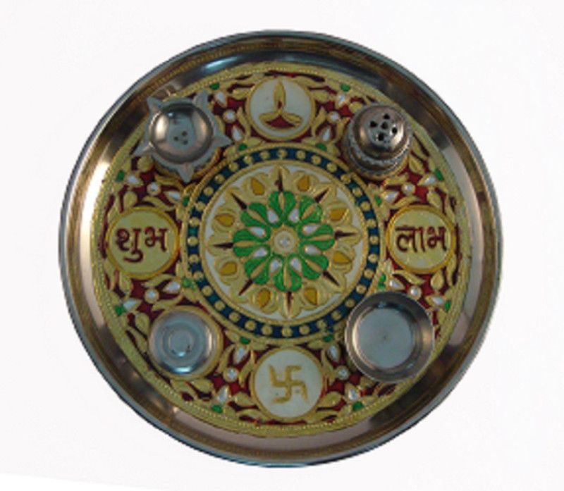 Apkamart Decorated with Diya Stainless Steel  (1 Pieces, Multicolor)
