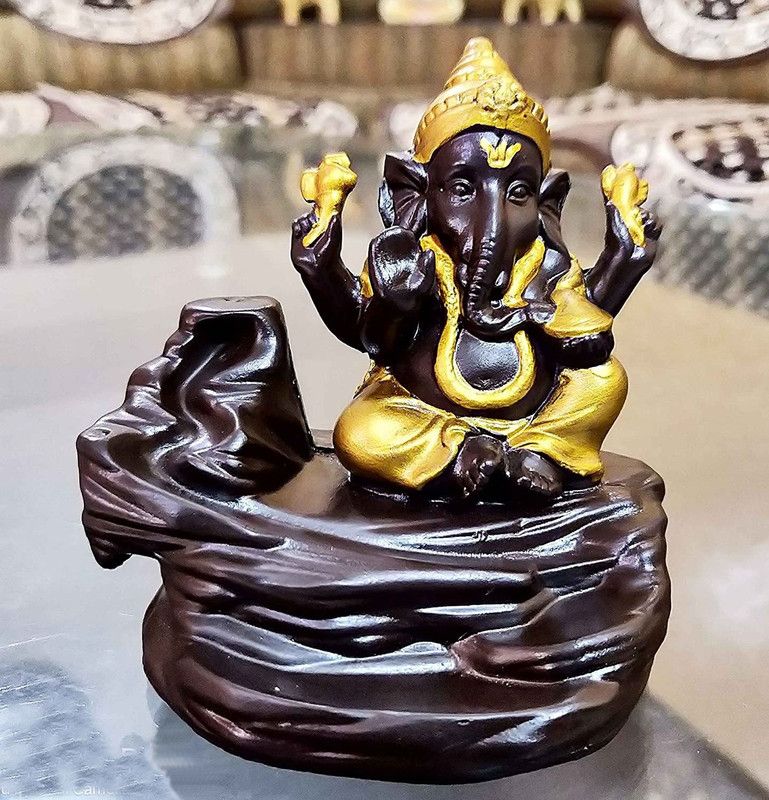 MeMart Crafts MeMart Crafts Handcrafted Lord Ganesha Polyresin Incense Holder  (Gold, Brown)