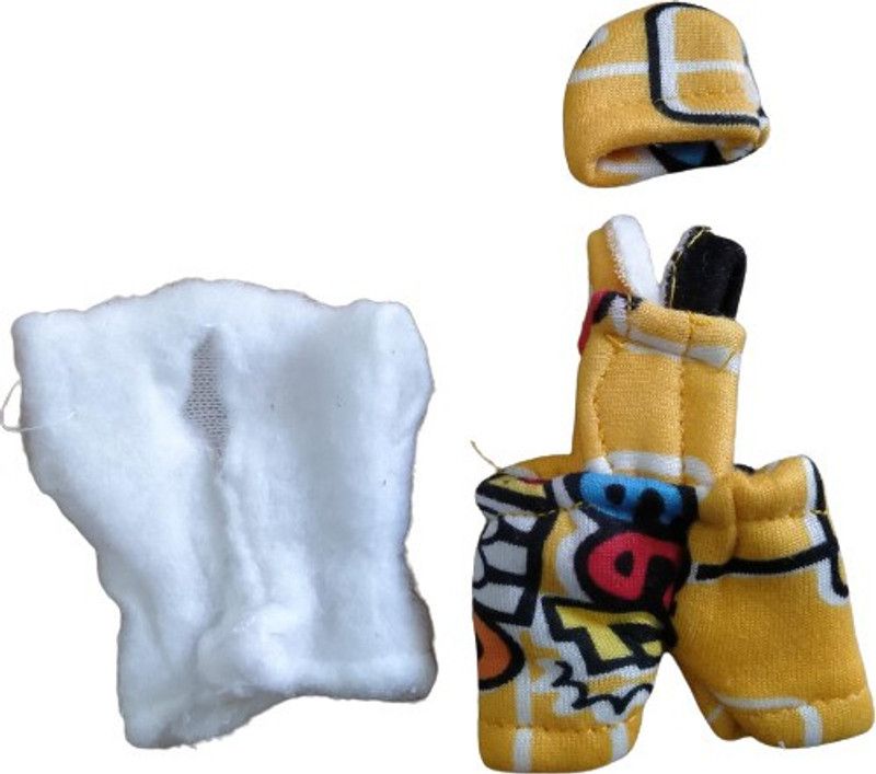 Laddu Gopal WINTER Special velvet bib suit With Cap Size 2Handmade Dress  (Cotton)
