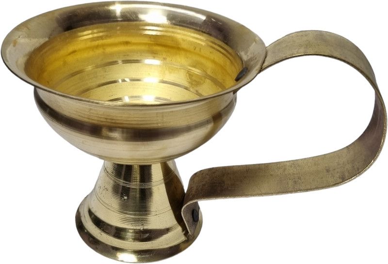 Divine Bazaar Dhoop Loban Dani, Dhuna stand, Brass Dhunachi for Puja Brass Incense Holder  (Yellow)