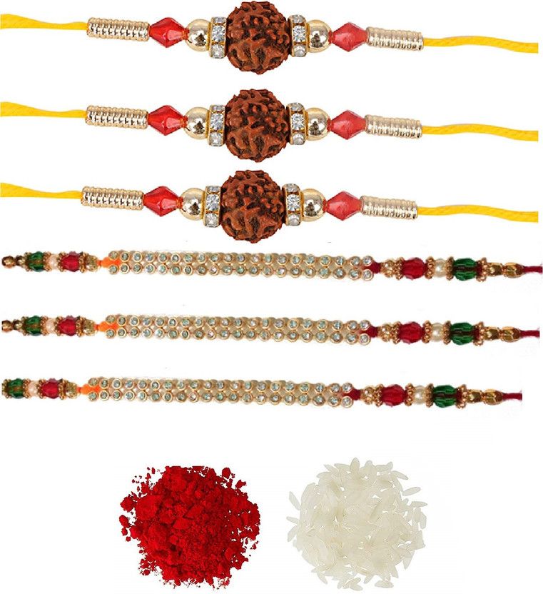 Rakhi Set  (6 Rakhi, Roli Chawal Pack)