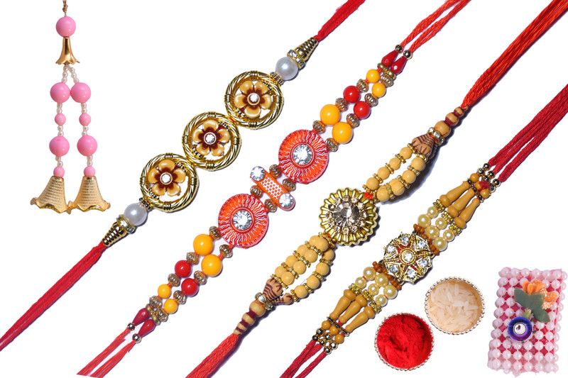 Rakhi, Lumba, Chawal Roli Pack Set  (5 Pcs)