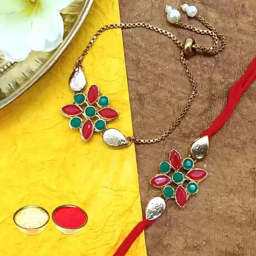 Rakhi, Chawal Roli Pack, Bracelet Set  (1)