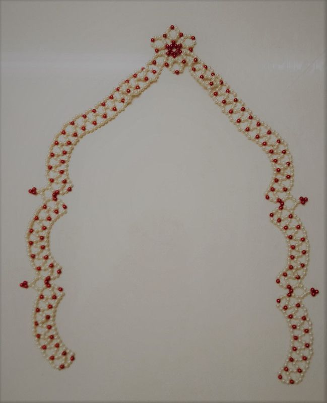 MotiKraft Decorative Rangoli (Toran) for Plates, Temple, Diya, Red, Off-White Color, Floral Design Deity Ornament  (laddu gopal)