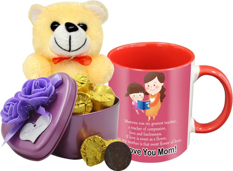 Midiron Beautiful Gifts for Lovely Mumma, Chocolate Bar with Ceramic Mug and Teddy, Gift for Mom on her Birthday, Mother's Day IZ19Choco15TinBox4PurMUrTCr-STMother-80 Ceramic, Silk Gift Box  (Multicolor)