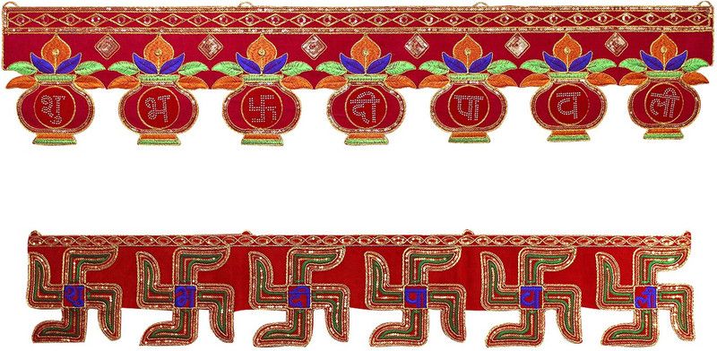 bandhan Embroidery Toran for Door Latest toran for Main gate Designer Fancy toran for Diwali Navratri Decoration Bandarwal for Door-(Pack of 2 Hanging)-C49 Toran  (Velvet, Cotton)