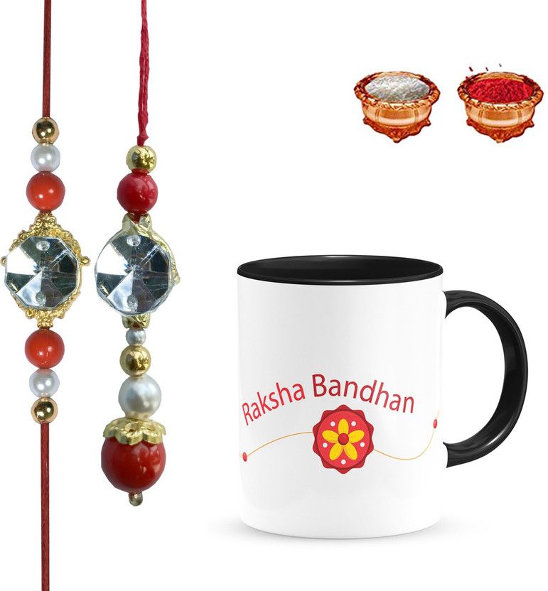 Rakhi, Lumba, Mug, Chawal Roli Pack Set  (1 Rakhi , 1 Lumba , 1 Mug , 1 Chawal Roli)
