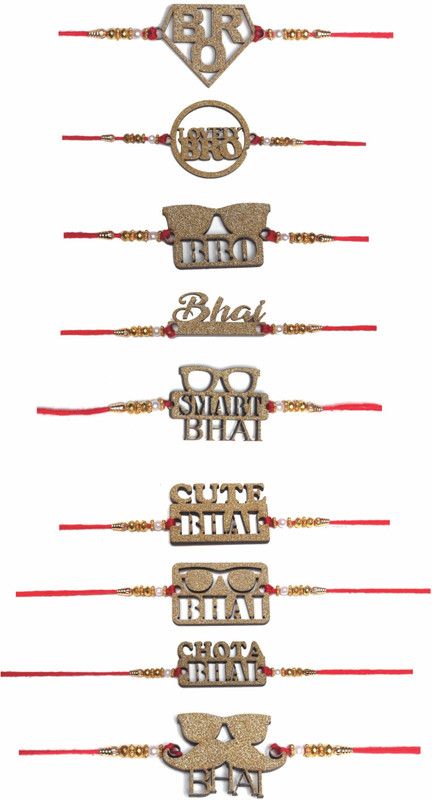Rakhi Set  (Combo Of 10 Wooden Rakhi)