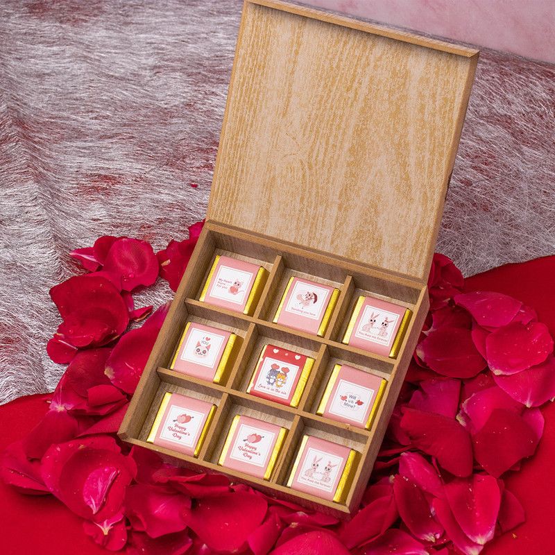 Ruchoks Valentines Chocolates 9pcs Square Chocolates for couples, Chocolate Bauquet Paper Gift Box  (Multicolor)