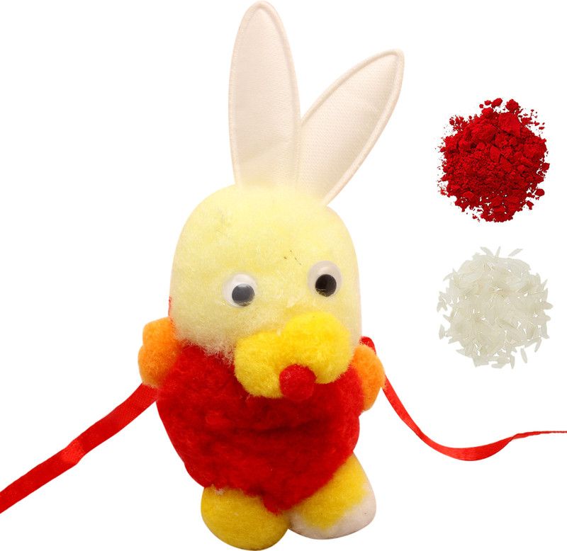 Rakhi, Chawal Roli Pack Set  (1 Kids Toy Rakhi, Roli Chawal Pack)