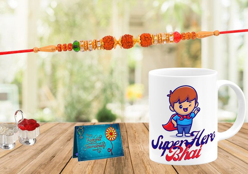 Rakhi, Mug, Chawal Roli Pack, Greeting Card Set  (1 rakhi, 1 roli, 1 chawal, 1 mug, 1 greeting card)